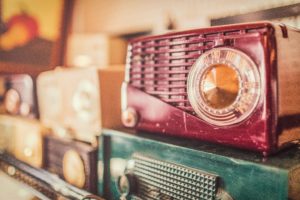 A photo of vintage radios.