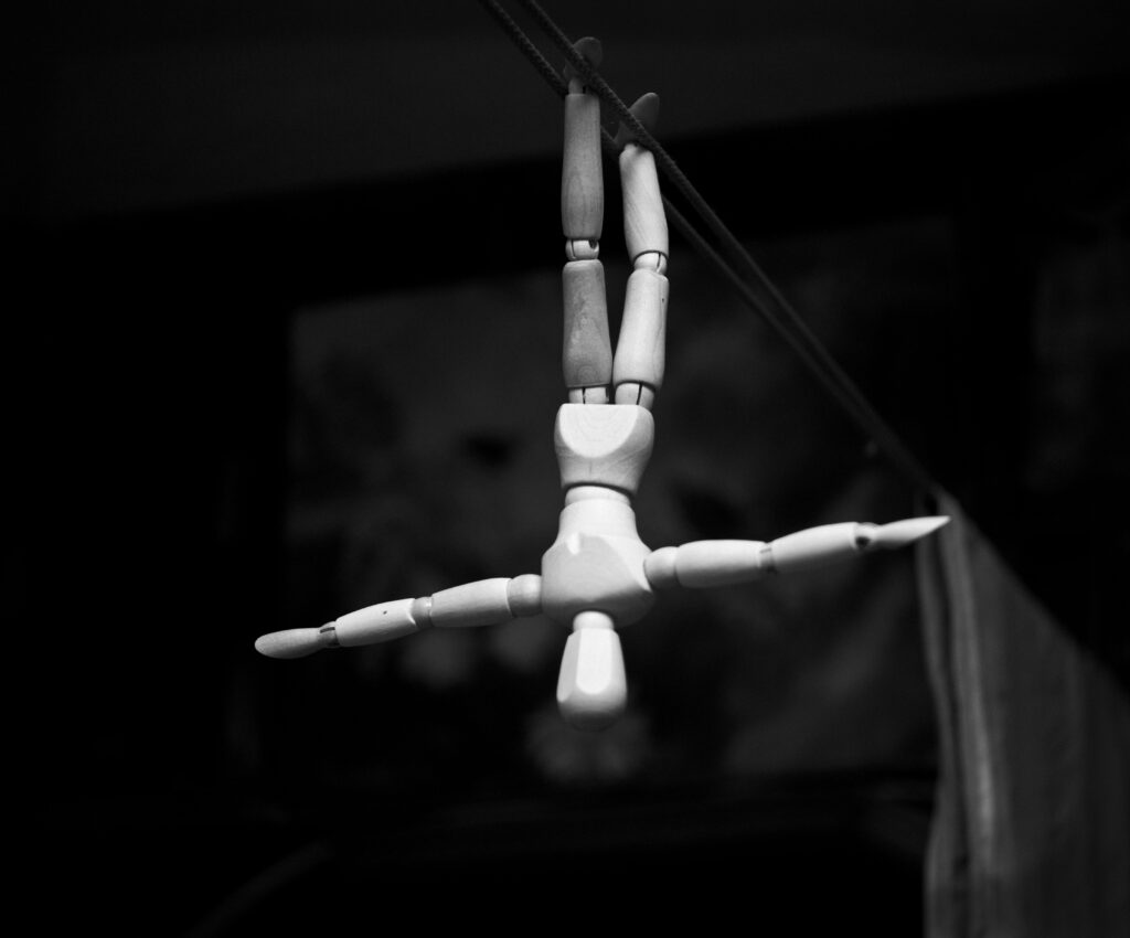upside down mannequin black and white